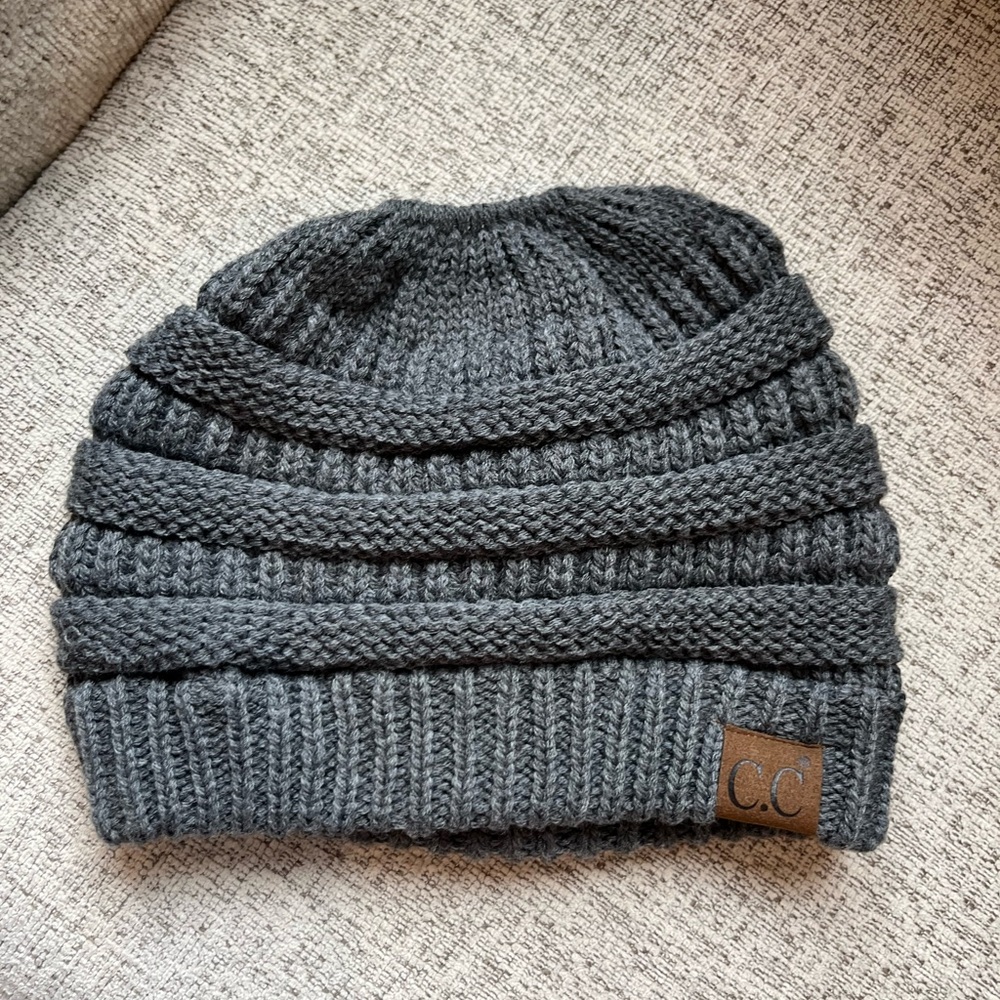 C.C Gray Knit Beanie Hat